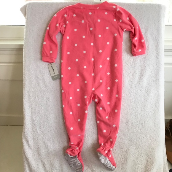 CARTER’S Fleece Pajama Sleeper Bear Ballerina Polka Dot Size 18 Months Pink NWT - Picture 5 of 12